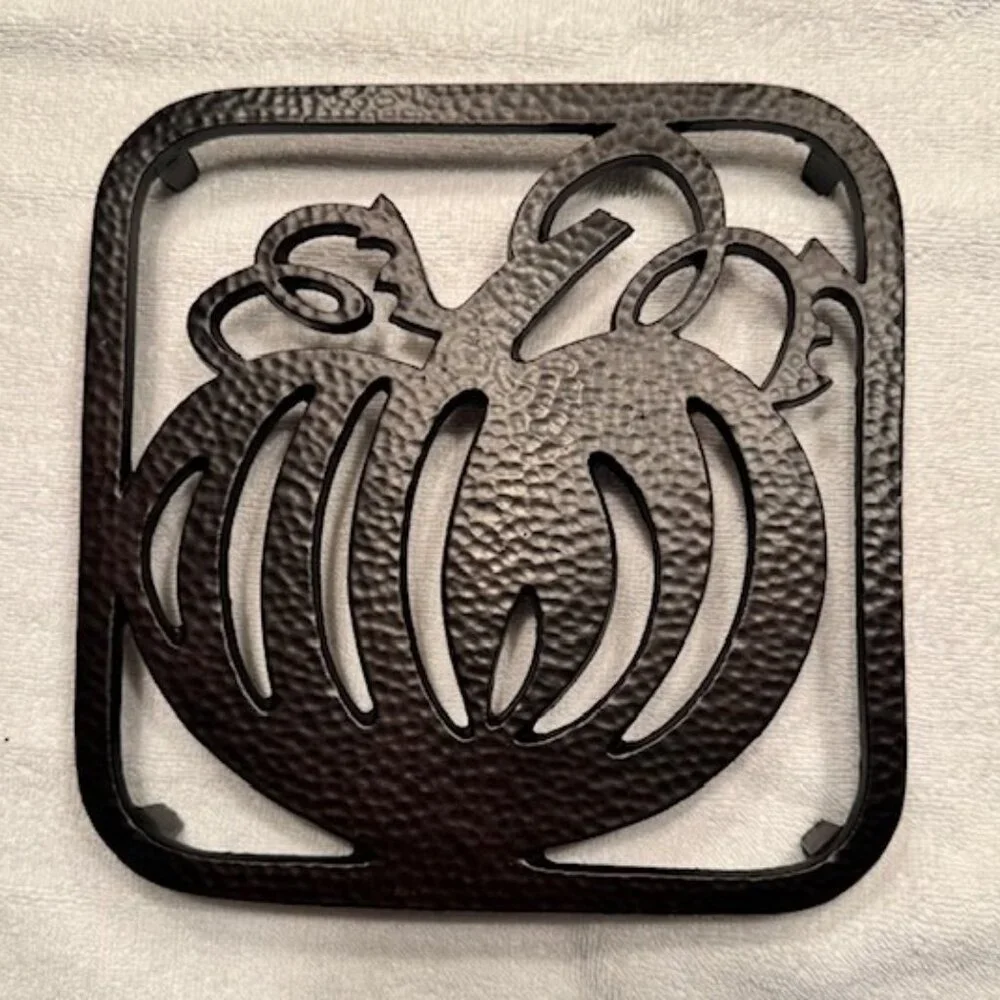 Crate & Barrel Hammered Metal Pumpkin Trivet 8